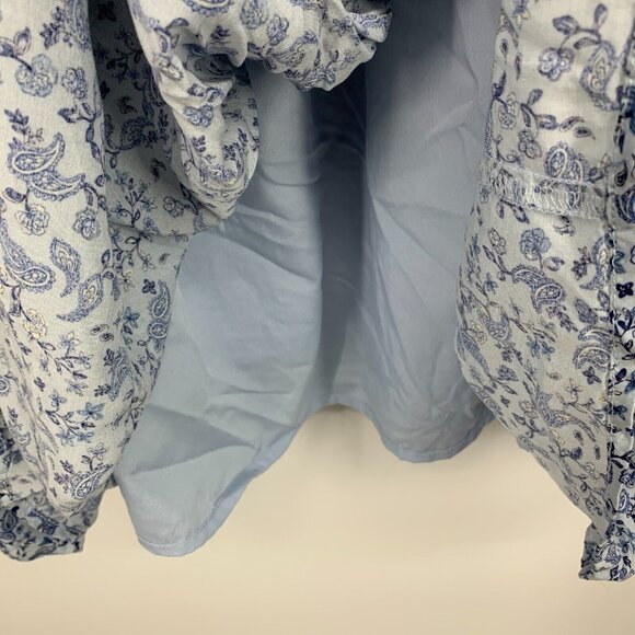 Old Navy Dress Blue Floral Print Mini Swing Long Sleeve - Picture 9 of 13